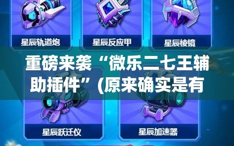重磅来袭“微乐二七王辅助插件”(原来确实是有插件)