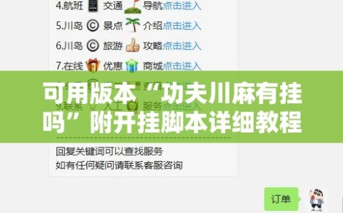 可用版本“功夫川麻有挂吗”附开挂脚本详细教程