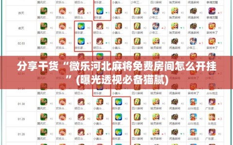 分享干货“微乐河北麻将免费房间怎么开挂”(曝光透视必备猫腻)