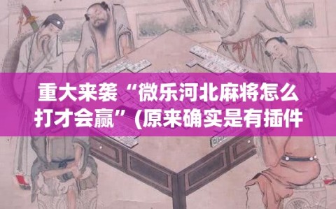重大来袭“微乐河北麻将怎么打才会赢”(原来确实是有插件)