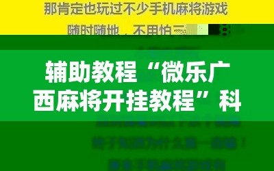 辅助教程“微乐广西麻将开挂教程”科技辅助神器手机版教程