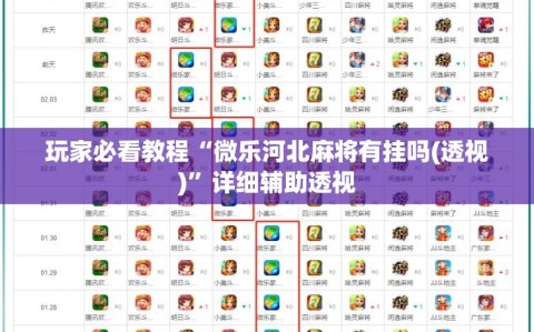 玩家必看教程“微乐河北麻将有挂吗(透视)”详细辅助透视