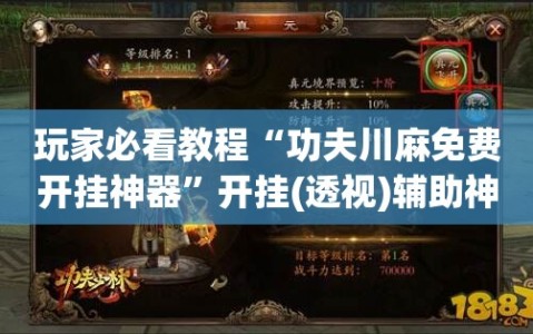 玩家必看教程“功夫川麻免费开挂神器”开挂(透视)辅助神器