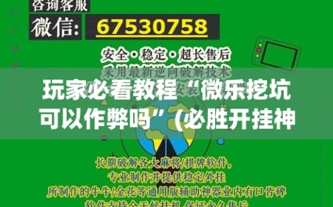 玩家必看教程“微乐挖坑可以作弊吗”(必胜开挂神器)
