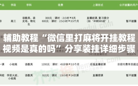 辅助教程“微信里打麻将开挂教程视频是真的吗”分享装挂详细步骤