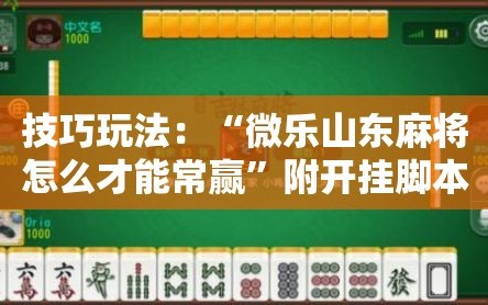 技巧玩法：“微乐山东麻将怎么才能常赢”附开挂脚本详细教程