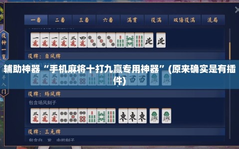 辅助神器“手机麻将十打九赢专用神器”(原来确实是有插件)