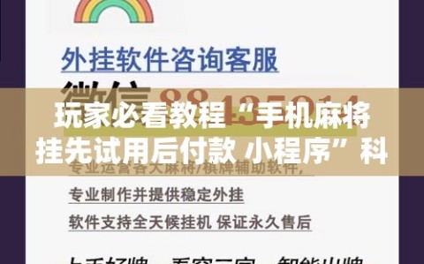 玩家必看教程“手机麻将挂先试用后付款 小程序”科技辅助神器手机版教程