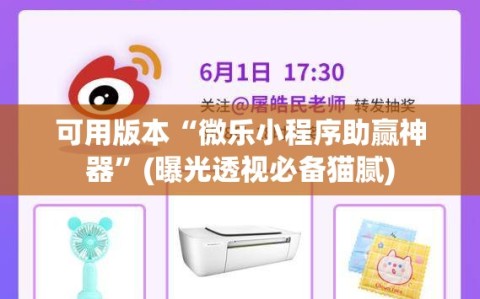 可用版本“微乐小程序助赢神器”(曝光透视必备猫腻)