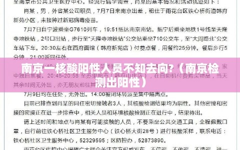 南京一核酸阳性人员不知去向?（南京检测出阳性）