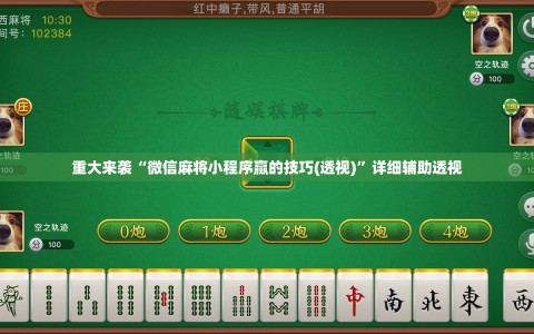 重大来袭“微信麻将小程序赢的技巧(透视)”详细辅助透视