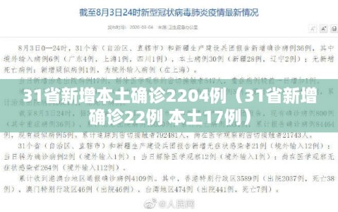 31省新增本土确诊2204例（31省新增确诊22例 本土17例）