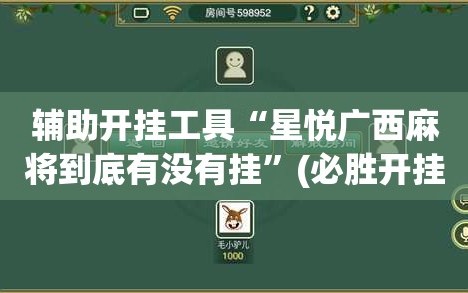 辅助开挂工具“星悦广西麻将到底有没有挂”(必胜开挂神器)