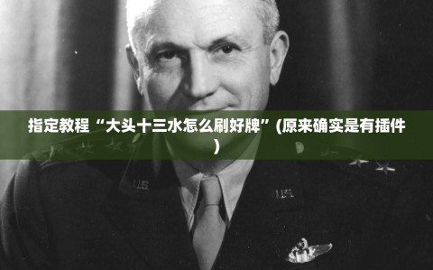 指定教程“大头十三水怎么刷好牌”(原来确实是有插件)