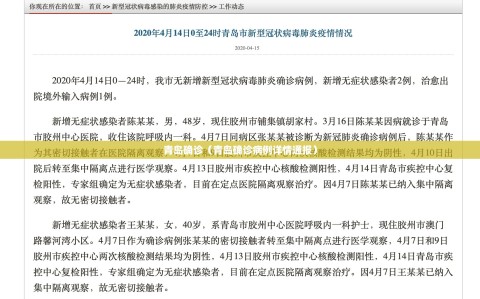 青岛确诊（青岛确诊病例详情通报）