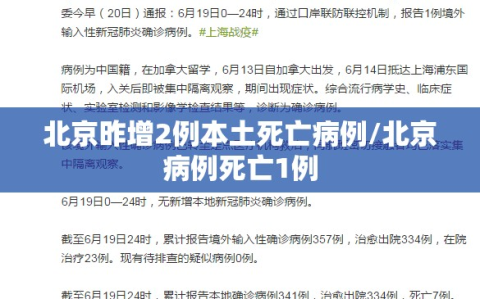 北京昨增2例本土死亡病例/北京病例死亡1例