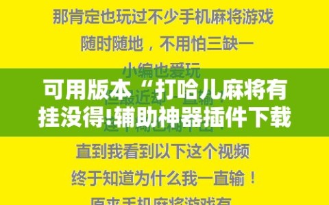 可用版本“打哈儿麻将有挂没得!辅助神器插件下载