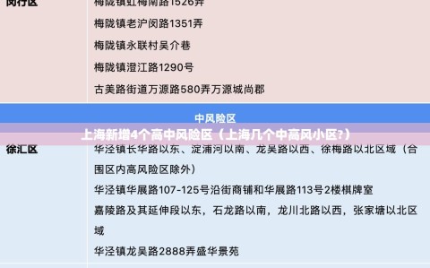 上海新增4个高中风险区（上海几个中高风小区?）