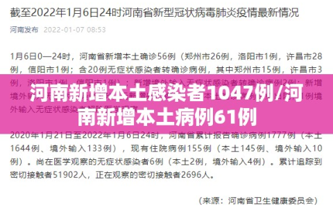 河南新增本土感染者1047例/河南新增本土病例61例
