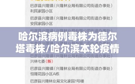 哈尔滨病例毒株为德尔塔毒株/哈尔滨本轮疫情为德尔塔毒株