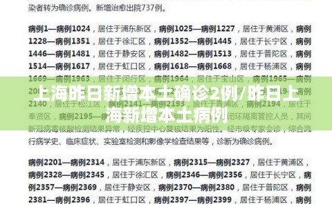 上海昨日新增本土确诊2例/昨日上海新增本土病例
