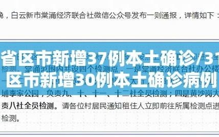 31省区市新增37例本土确诊/31省区市新增30例本土确诊病例
