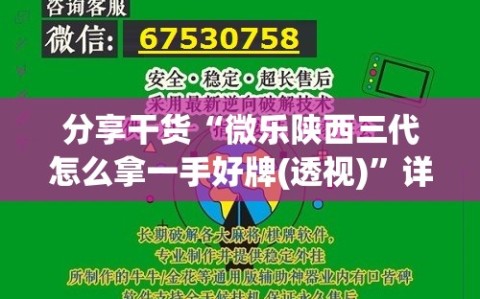 分享干货“微乐陕西三代怎么拿一手好牌(透视)”详细辅助透视